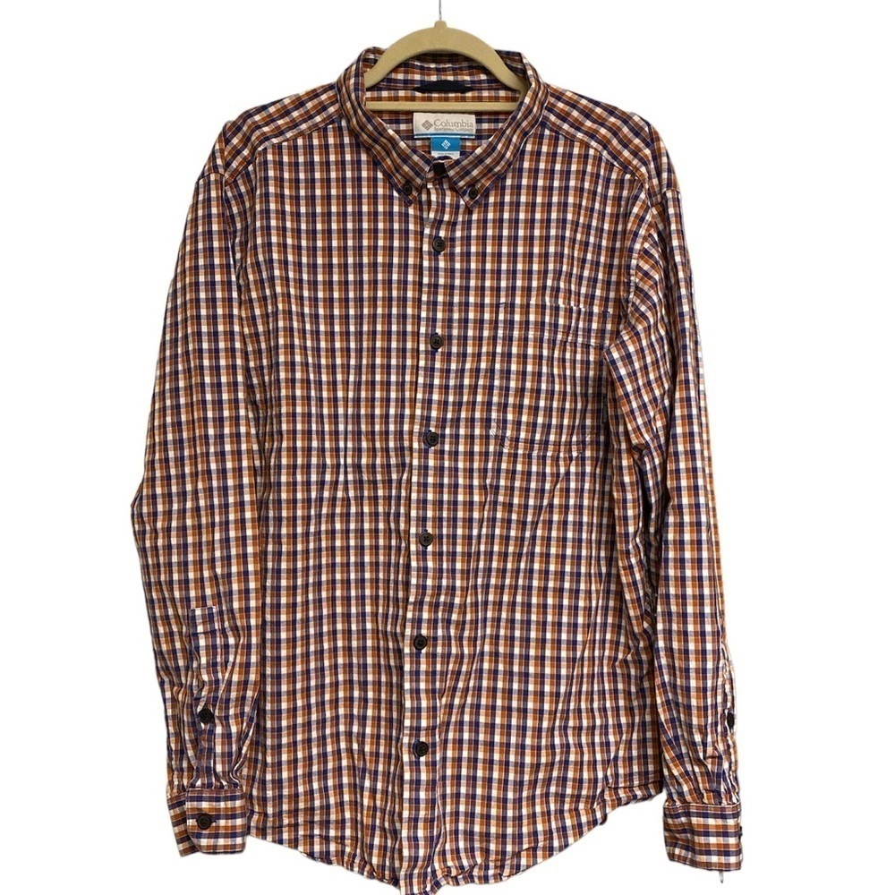 Columbia Sportswear button down shirt plaid long sleeve w/button cuff Sz X-Large